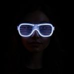Nessiworld Beyaz Led Işıklı Parti Gözlüğü - Neon Glow Şerit Gözlük 3 Modlu