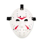 Nessiworld Beyaz Renk Kırmızı Çizgili Tam Yüz Hokey Jason Maskesi Hannibal Maskesi