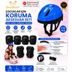 NessiWorld Bisiklet Kaykay Paten Çocuk Kaskı ve Dizlik Set Mavi/siyah