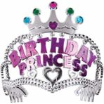 NessiWorld GümüşRenkTaçÜzeriPembeBirthdayPrensesYazılıÇocukPartiTacı11X12cm