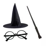 Nessiworld Harry Potter Siyah Şapkası Harry Potter Gözlüğü Harry Potter Asası 3 Lü Set
