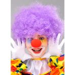 Nessiworld Mor Renk Kıvırcık Afro Bonus Peruk Takma Saç ve Kırmızı Burun Seti