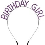 Nessiworld Mor Renk Kristal Taşlı Parlak Birthday Girl Yazılı Taç 16X17 cm - Renkli