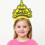 Nessiworld Sarı Happy Birthday Prenses Tacı – Doğum Günü Taç Aksesuarı