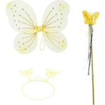 Nessiworld Sarı Kelebek Erkek-Kız Seti – 50 Cm Kelebek Kanadı, Taç Ve Asa