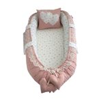 Nest Düz Pudra Yıldızlı Lüx Jaju-babynest Anne Yanı Bebek Yuvası