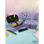 Nest Life Kuromi Karakterli ve Desenli Fermuarlı ve Fileli Toplayıcı Lila Kalemlik - Lila - Beyaz Ekose