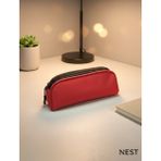 Nest Life Siyah Fermuarlı Gündelik Sert Kumaş Kalemlik - Kırmızı - Siyah
