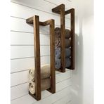 Nest Woodtr Doğal Masif Boyanmış Ahşap Havluluk Dekoratif Banyo Rafı Banyo Havlu Düzenleyici 60X20cm (1 Adet)