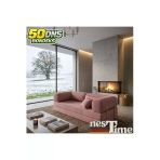Nestime 200X100 Comfortnest Fitilli Kadife Kanepe| Yatak Olabilen, Dayanıklı Orta Sert Sünger. Pembe