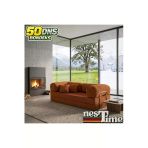 Nestime 200X100 Comfortnest Fitilli Kadife Kanepe| Yatak Olabilen, Dayanıklı Orta Sert Sünger. Turuncu