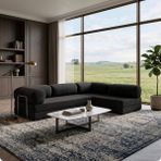 Nestime® 300X200 cm Açık Köşe Modüler Sünger Koltuk Takımı Yatak Olabilen • Fitilli Kadife • Çıkarılabilir & Yıkanabilir Kılıf - Füme - 22 DNS ORGİNAL SÜNGER