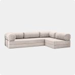 Nestime® 300X200 cm Açık Köşe Modüler Sünger Koltuk Takımı Yatak Olabilen • Fitilli Kadife • Çıkarılabilir & Yıkanabilir Kılıf - Krem - 50 DNS BONDEKS SÜNGER