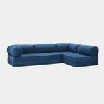 Nestime® 300X200 cm Açık Köşe Modüler Sünger Koltuk Takımı Yatak Olabilen • Fitilli Kadife • Çıkarılabilir & Yıkanabilir Kılıf - Lacivert - 50 DNS BONDEKS SÜNGER