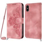 Netany iPhone X/XS için cep telefonu zinciri kılıf, iPhone XS/iPhone X (5,8 inç) için cep telefonu kılıfı, zincirli, katlanabilir, poliüretan deri kolye, katlanır kılıf ve kordon, kayışlı kapaklı