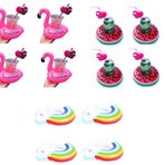 Netavantaj Flamingo Gökkuşağı Karpuz Şişme Havuz Deniz Bardak Tutucu Float 12li Set