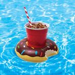 Netavantaj Isırılmış Donut Desenli Şişme Havuz Deniz Bardak Tutucu Float Bar Kahverengi