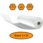 NetBazaars 160 Micron Naylon Örtü, Şeffaf Su Geçirmez Naylon, 3X32 Metre
