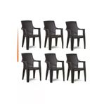 Netbazaars 6 Adet Gold Balkon Bahçe Plastik Kamp Sandalyesi (Acı Kahve) Xömbx98