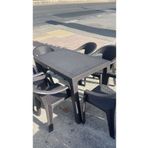 Netbazaars Rattan Plastik Sabit Masa 70X120 6 Adet Gold Plastik Sandalye Mobilya (Acı Kahve Rengi) Xömbx99