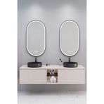 Netdeko Almonde 160 Cm Siyah Lavabolu Banyo Dolabı Krem