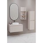 Netdeko Almonde 80 Cm Beyaz Lavabolu Banyo Dolabı Krem - Raf Modül Ve Boy Dolap Dahil