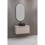 Netdeko Almonde 80 Cm Siyah Lavabolu Banyo Dolabı Krem