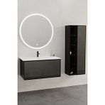 Netdeko Aston 80 cm Beyaz Lavabolu Banyo Dolabı - Boy Dolap Dahil - Siyah