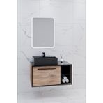 Netdeko Energy 90 Cm Siyah Lavabolu Banyo Dolabı Siyah Dorado
