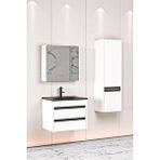 Netdeko Levante 65 Cm Siyah Lavabolu Banyo Dolabı Bgn Aynalı - Boy Dolap Dahil Beyaz