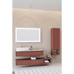 Netdeko Parma 120 Cm Banyo Dolabı - Bordo / Kaman Ceviz (çekmeceli Alt Modül Ve Boy Dolap Dahil)