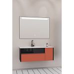 Netdeko Sable 100 Cm Beyaz Lavabolu Banyo Dolabı - Siyah Kiremit Siyah / Kiremit