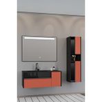 Netdeko Sable 100 Cm Siyah Lavabolu Banyo Dolabı - Siyah Kiremit (boy Dolap Dahil) Siyah / Kiremit