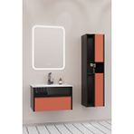 Netdeko Sable 65 Cm Beyaz Lavabolu Banyo Dolabı - Siyah Kiremit (boy Dolap Dahil) Siyah / Kiremit