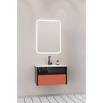 Netdeko Sable 65 Cm Beyaz Lavabolu Banyo Dolabı - Siyah Kiremit Siyah / Kiremit