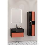 Netdeko Sable 65 Cm Siyah Lavabolu Banyo Dolabı - Siyah Kiremit (boy Dolap Dahil) Siyah / Kiremit