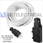 Netelectrical Kauçuk 2'li 6 Metre Topraklı Grup Priz - 3x2.5 Ttr Tam Bakır Kalın Beyaz Kablo