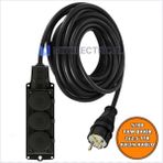 Netelectrical Kauçuk 3'lü Topraklı Grup Priz Uzatma Kablosu 20 Metre 3x2,5 Mm² Ttr Kalın Siyah Kablolu