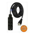 Netelectrical Kauçuk 3'lü Topraklı Grup Priz Uzatma Kablosu 6 Metre 3x2,5 Mm² Ttr Kalın Siyah Kablolu