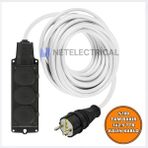 Netelectrical Kauçuk 3'lü Topraklı Grup Priz Uzatma Kablosu 65 Metre 3x2,5 Mm² Ttr Kalın Beyaz Kablolu