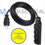 Netelectrical Kauçuk 4'lü 17 Metre Topraklı Grup Priz - 3x1.5 Ttr Tam Bakır Siyah Kablo