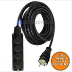 Netelectrical Kauçuk 4'lü Topraklı Grup Priz Uzatma Kablosu 75 Metre 3x2,5 Mm² Ttr Kalın Siyah Kablolu