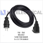 Netelectrical Kauçuk Tekli Seyyar Uzatma Kablosu - 3x1.5 Ttr Kablo Siyah - 50 Metre