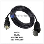 Netelectrical Kauçuk Tekli Topraklı Ara Uzatma Kablosu 45 Metre 3x1.5 Mm² Ttr Siyah Kablolu