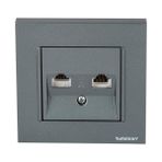 Netelsan Cat3Cat6 Byobu Füme DataNümeris Çerçeveli Telefon Priz