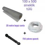 Netpen 3'Lü Sineklik Seti 500X100 Cm Tül, 20 Mt. Beyaz Conta, Fitil Çekme Aparatı