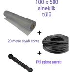Netpen 3'lü Sineklik Seti 500X100 cm Tül, 20 Mt. Siyah Conta, Fitil Çekme Aparatı