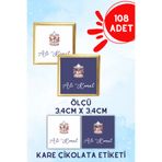 Netsan Etiket 108 Adet Madlen Çikolata Etiketi 3,4cm Atlı Karınca Erkek Bebek Mavi Beyaz