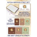Netsan Etiket Aslan Desen Kahve Yeşil Hediyelik Etiket Seti - Kutu, Çikolata Etiketi, Kutu Etiketi ve Mini Kolonya