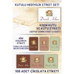 Netsan Etiket Aslan Desen Krem Kutu Hediyelik Etiket Seti - Kutu, Çikolata Etiketi, Kutu Etiketi ve Mini Kolonya